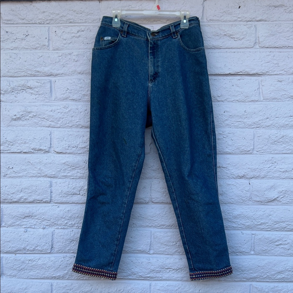 Vintage Lee Blue Denim Jeans with Embroidered Cuff